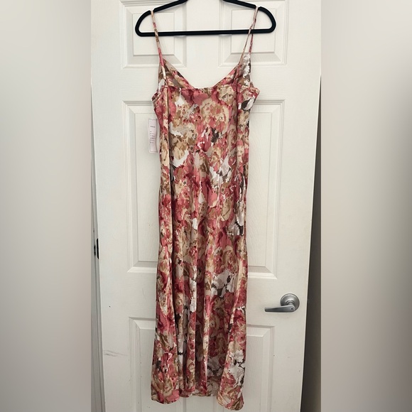 UTNISAN Women's Cowl Neck Spaghetti Strap Satin Slip Formal Midi Dress - Picture 6 of 6